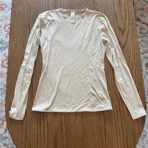 lululemon athletica Beige Long Sleeve Women's Top yoga workout running Pilates